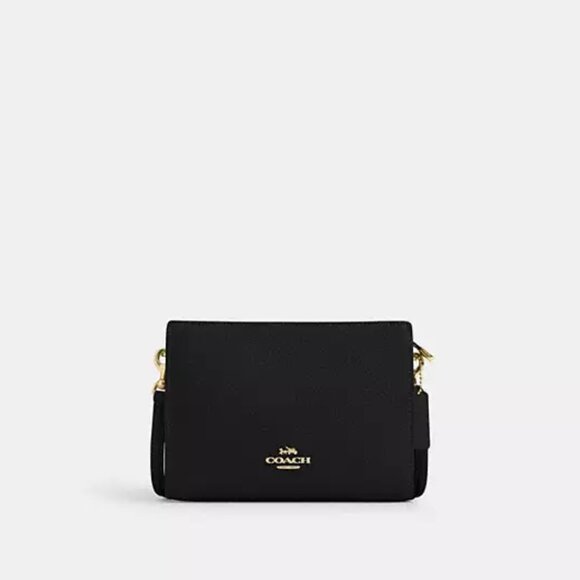 Coach Black Leather Clutch with Gold Accents - Picture 1 of 7